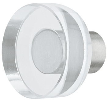 Knob stst/glass clear 25x22mm 22 mm