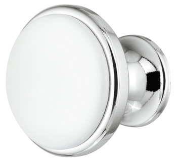 KNOB CHR. POL./WHITE 34X27MM K-U-Z-05 27 mm