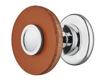 Knob steel chr.pol.leather br. 29x29mm 29 mm