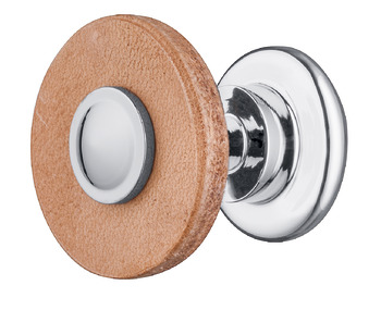 Knob steel chr.pol.leat.nat. 29x29mm 29 mm